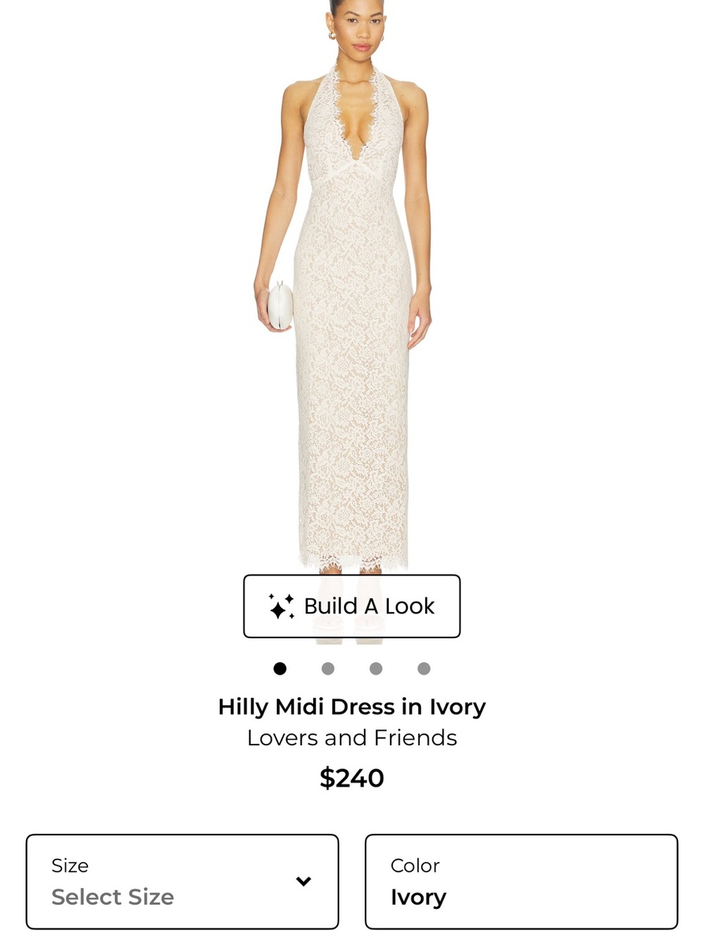 Lovers + Friends Hilly Ivory Lace Halter Midi Dress